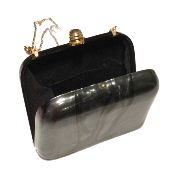 Lucite Pearlized Dark Gray Purse Bag - Picture 2 of 7